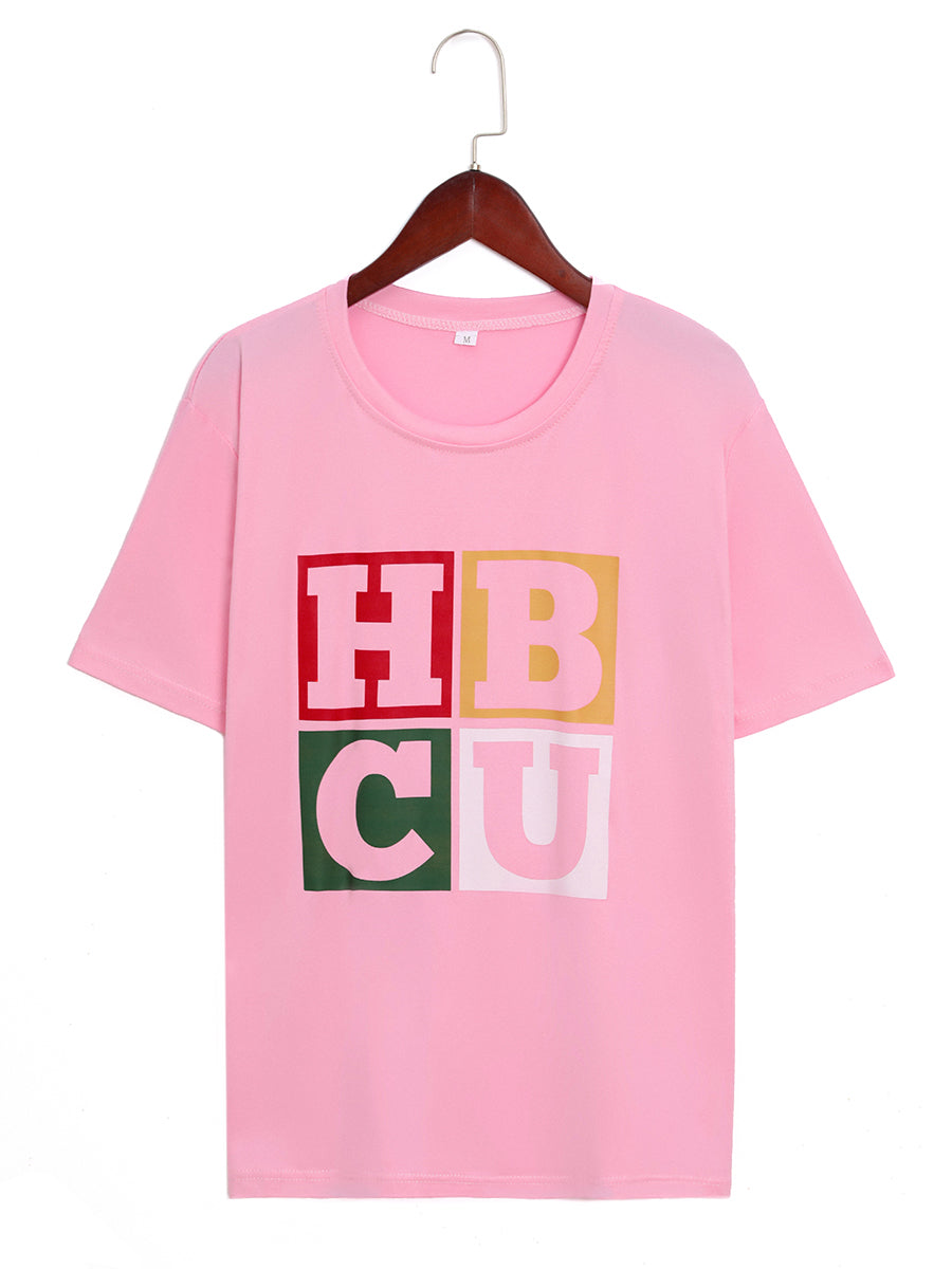 Round Neck Letter Print T-shirt