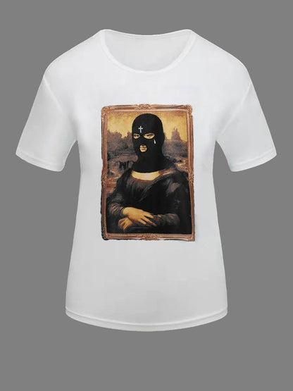 Masked Face Figure Print T-shirt