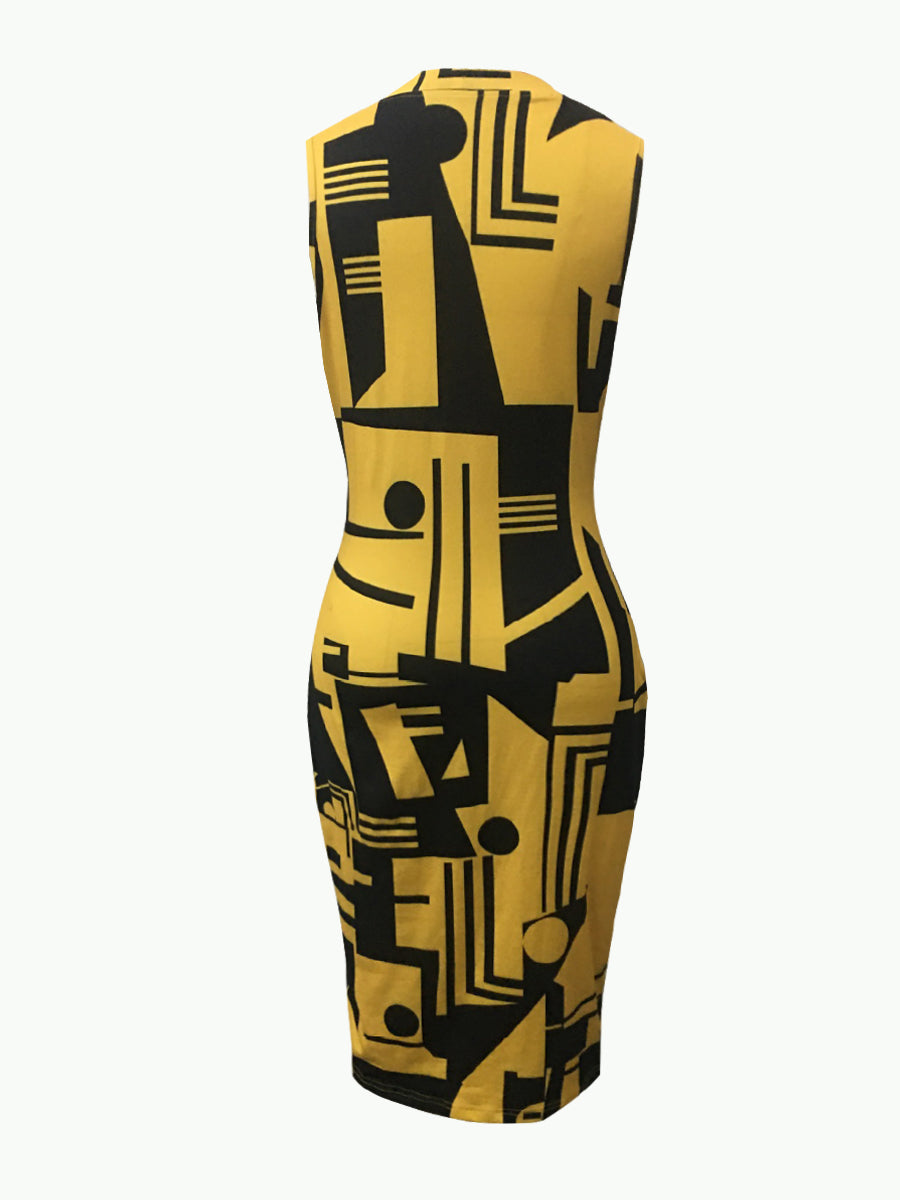 Geometric Print Bodycon Dress