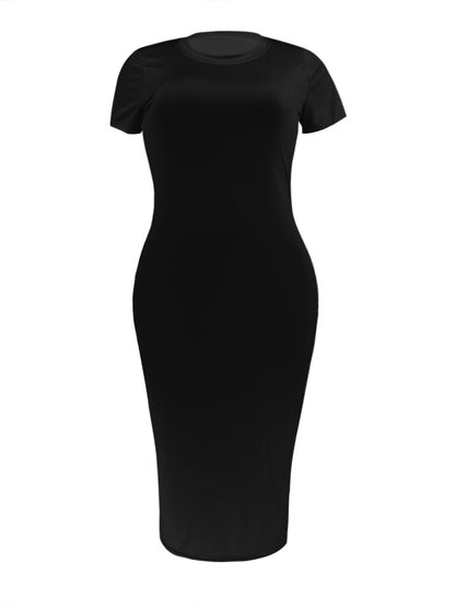 BASICS Plus Size Round Neck Bodycon Dress