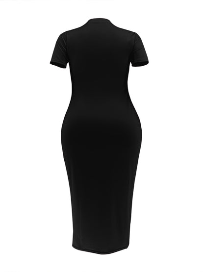 BASICS Plus Size Round Neck Bodycon Dress