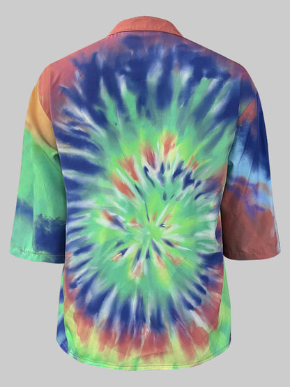 Dropped Shoulder Tie Dye Blouse