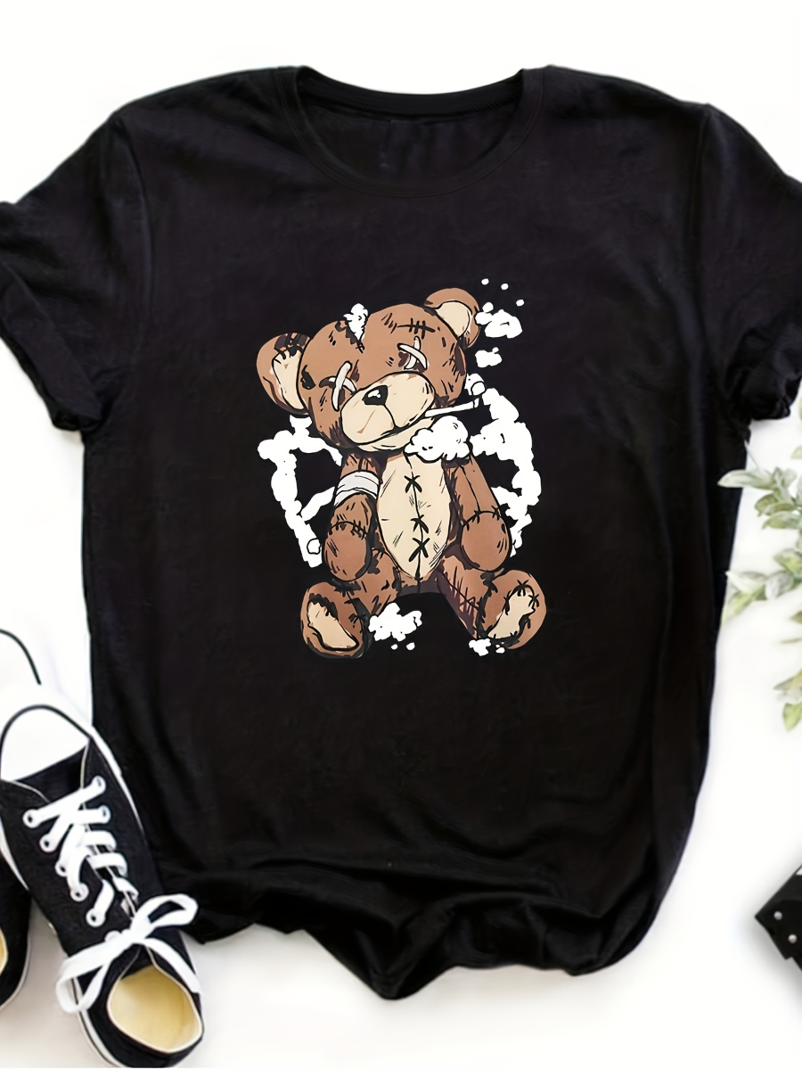 Round Neck Cartoon Print T-shirt