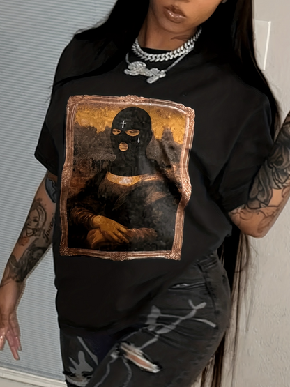 Masked Face Figure Print T-shirt