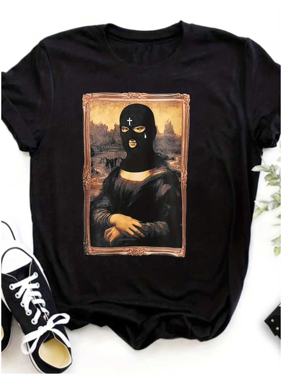 Masked Face Figure Print T-shirt