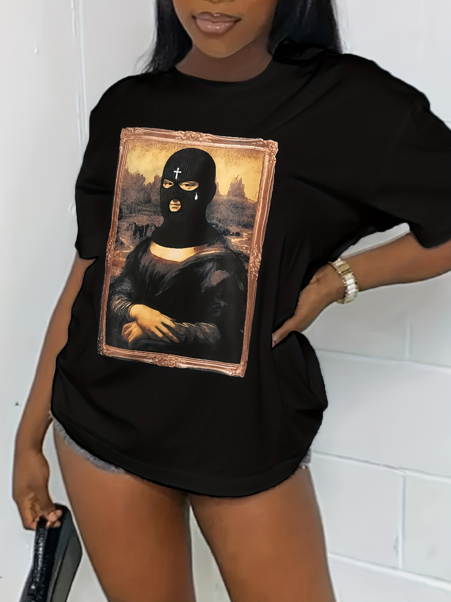 Masked Face Figure Print T-shirt