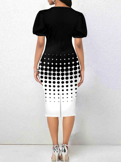 Plus Size Dot Print Bandage Design Bodycon Dress