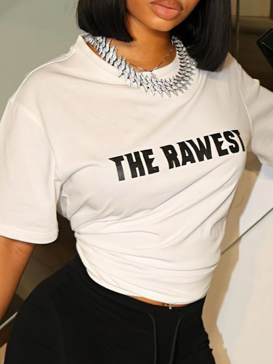 Round Neck Letter Print T-shirt