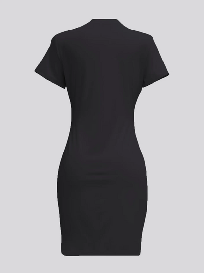 Round Neck Letter Print Bodycon Dress