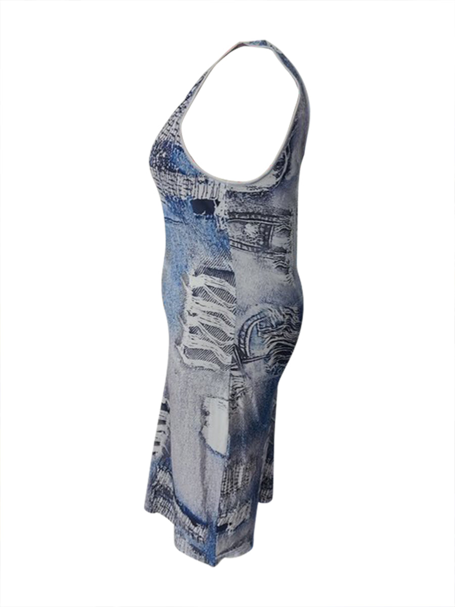 Plus Size Print Bodycon Cami Dress