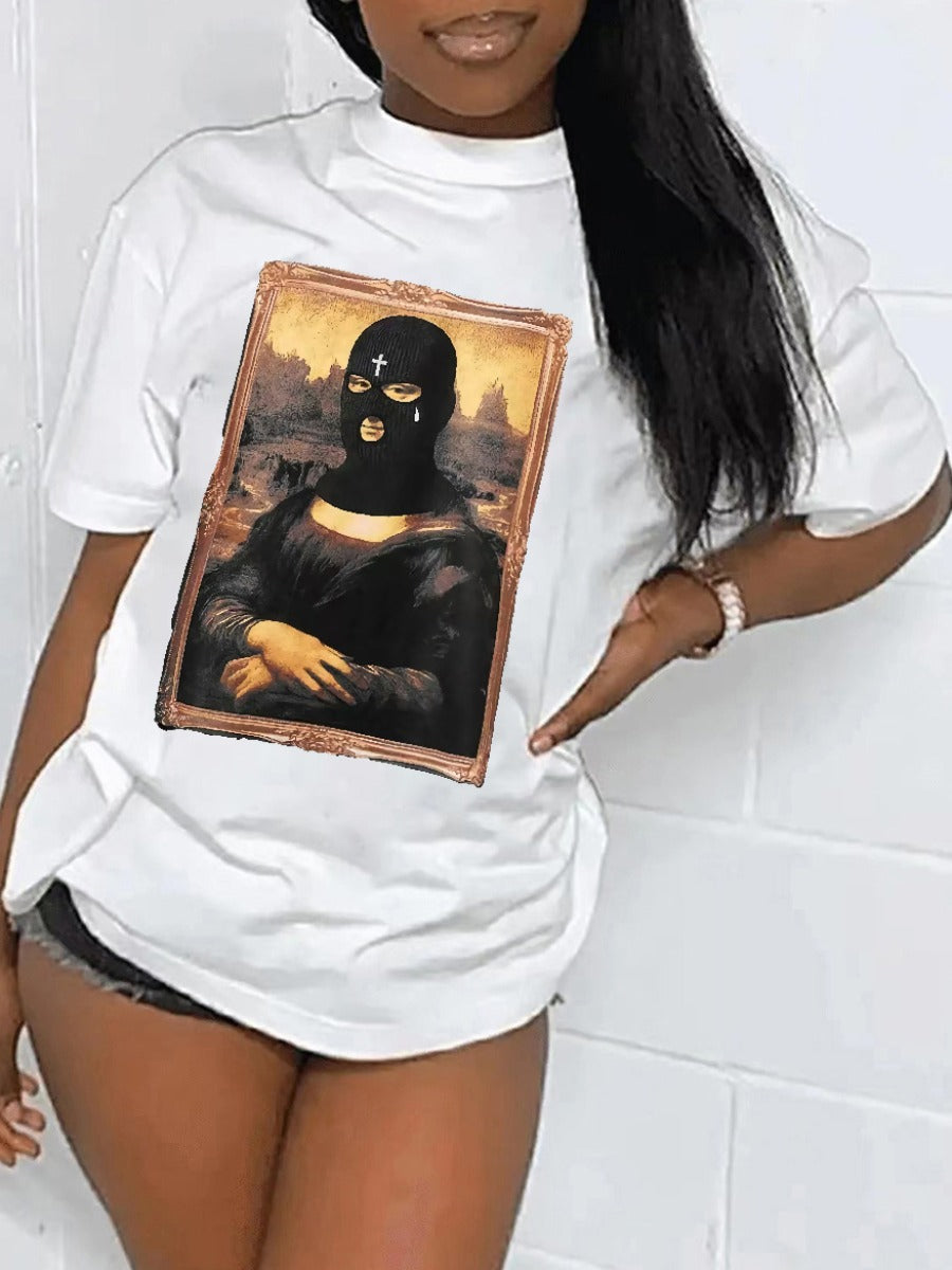 Masked Face Figure Print T-shirt