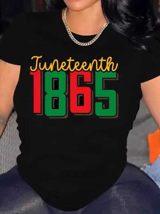 Juneteenth Letter Print T-shirt