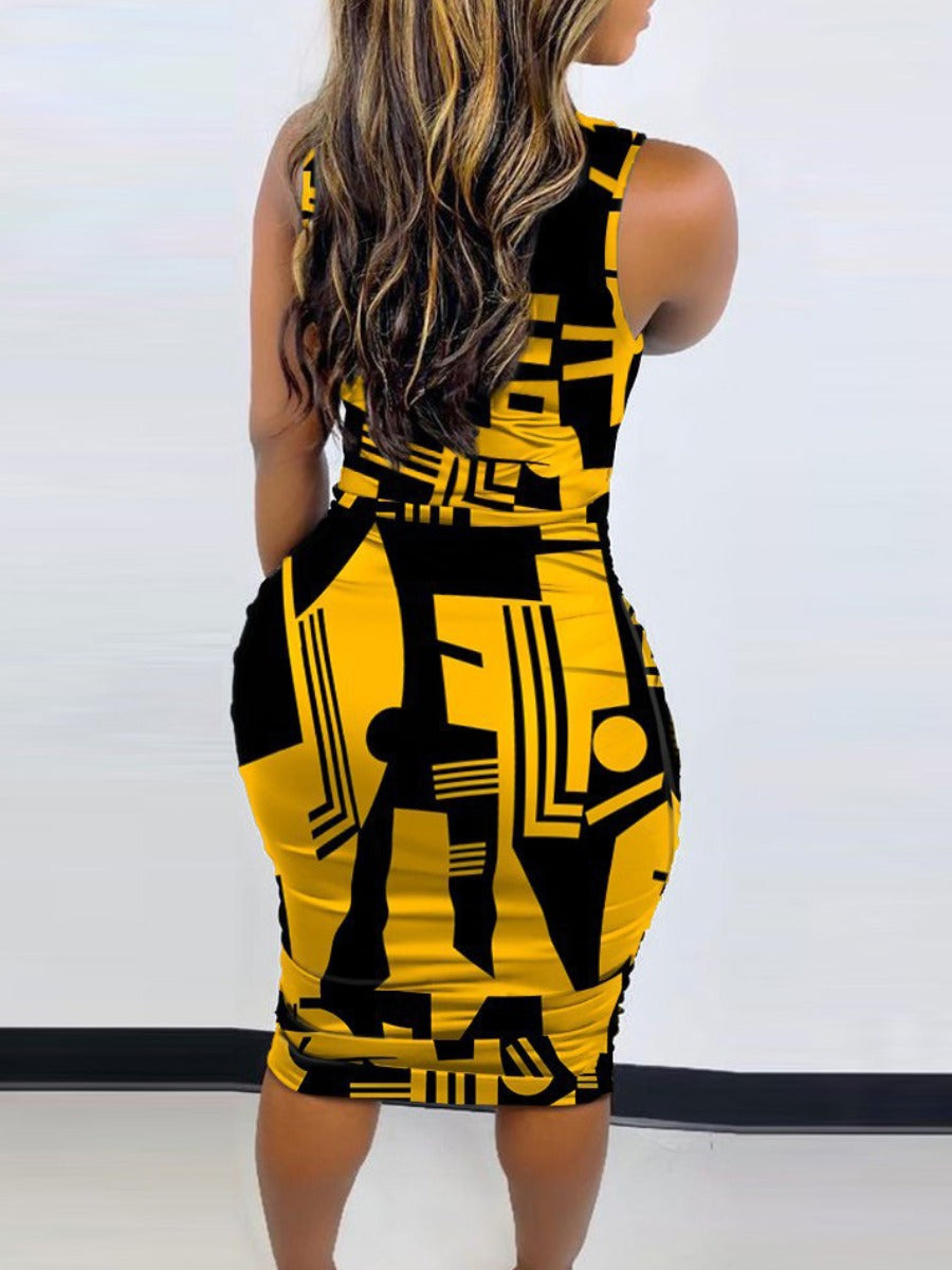 Geometric Print Bodycon Dress