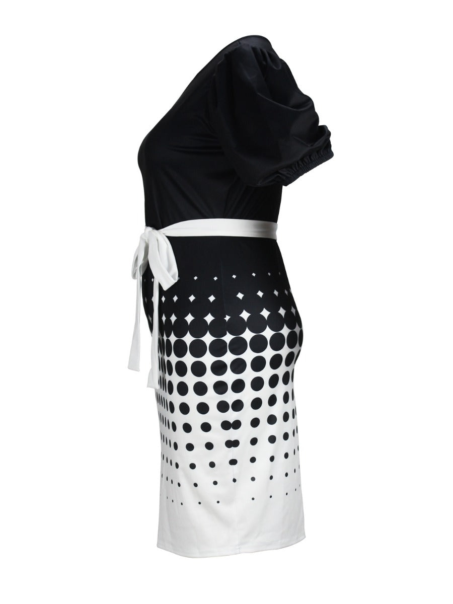 Plus Size Dot Print Bandage Design Bodycon Dress