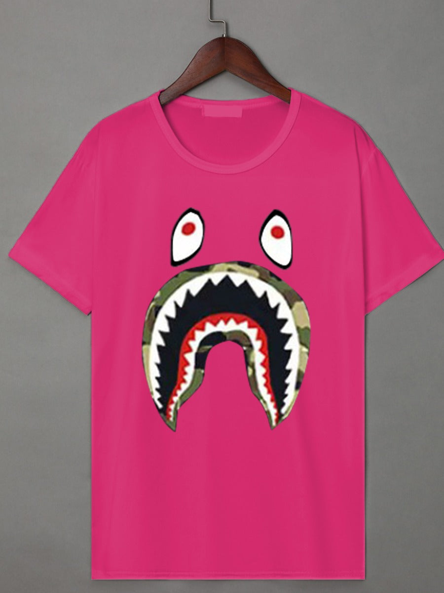 Fish Mouth Cartoon Print T-shirt