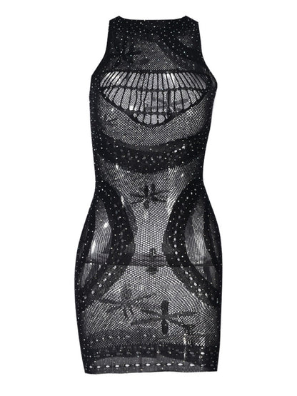 SXY See Through Solid Color Mini Dress