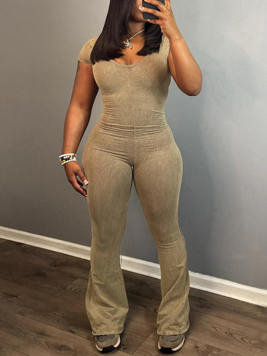 BASICS U Neck Skinny Flared Jumpsuit