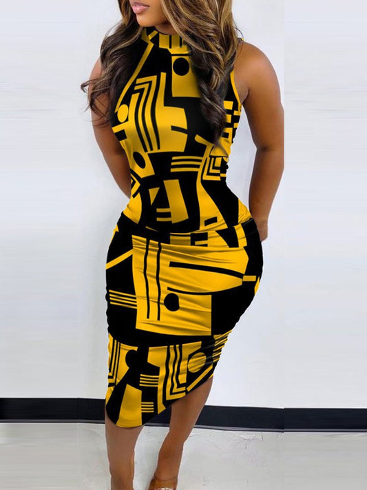 Geometric Print Bodycon Dress