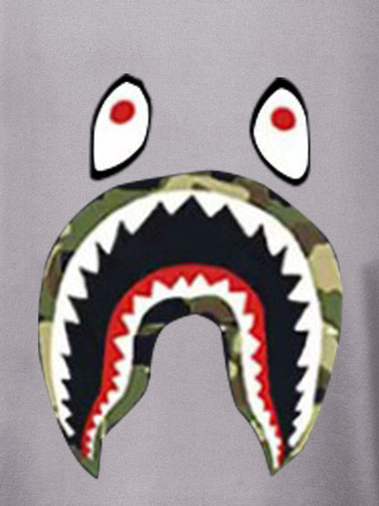 Fish Mouth Cartoon Print T-shirt